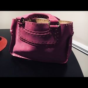 Céline studded pink suede tote